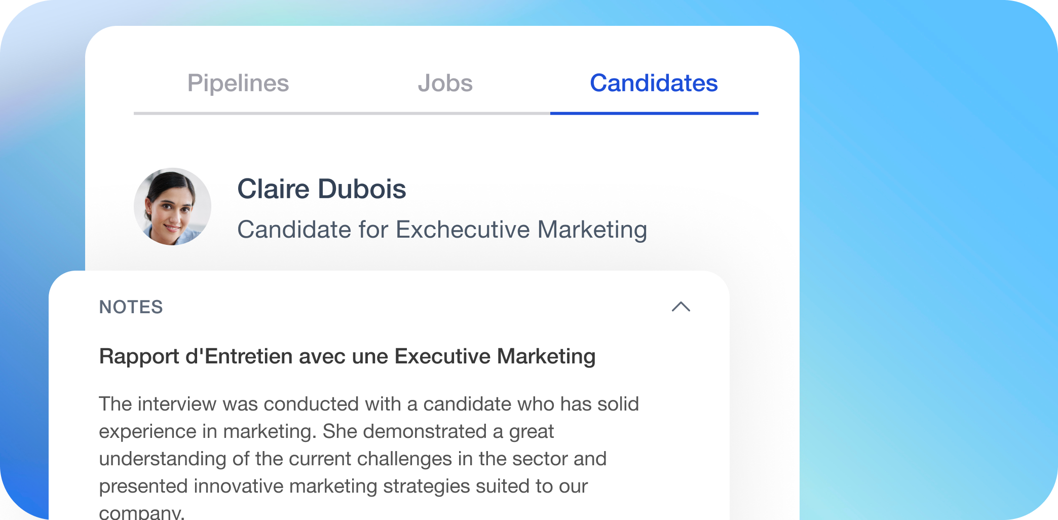 Fill in the candidate profile